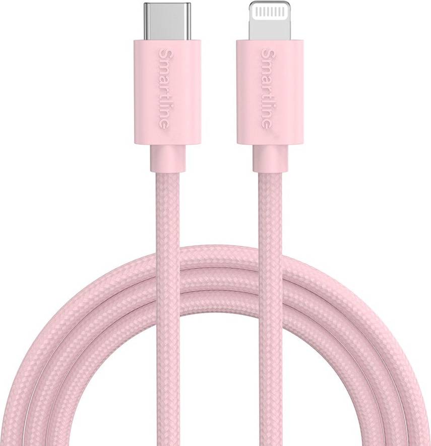 SmartLine USB-C Till Lightning Braidy Kabel 2m Rosa