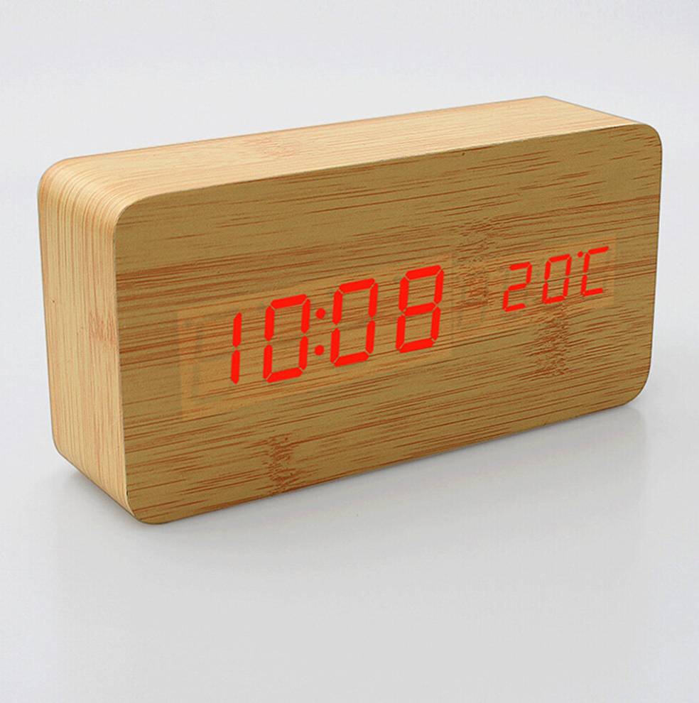 Bysion Wooden Digital Multi-function LED Alarm Clock