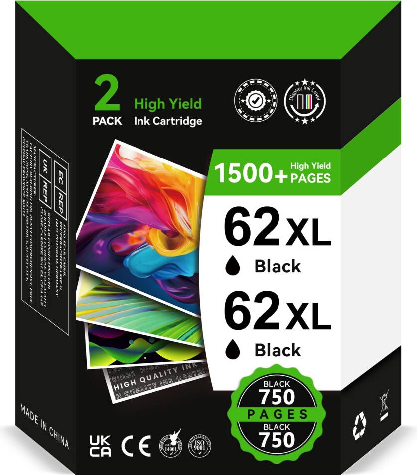 Hp 62 cartridge High Yield Ink Cartridges 62 Ink Black