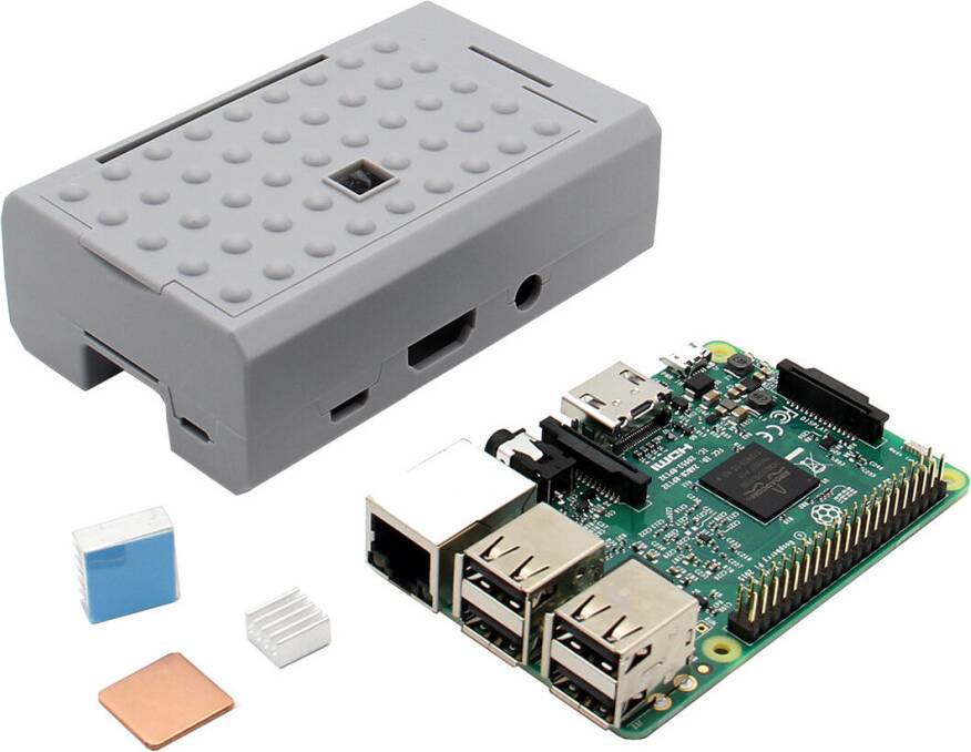 3 In 1 Raspberry Pi 3 Model B Board Grey ABS Case Shell Housing