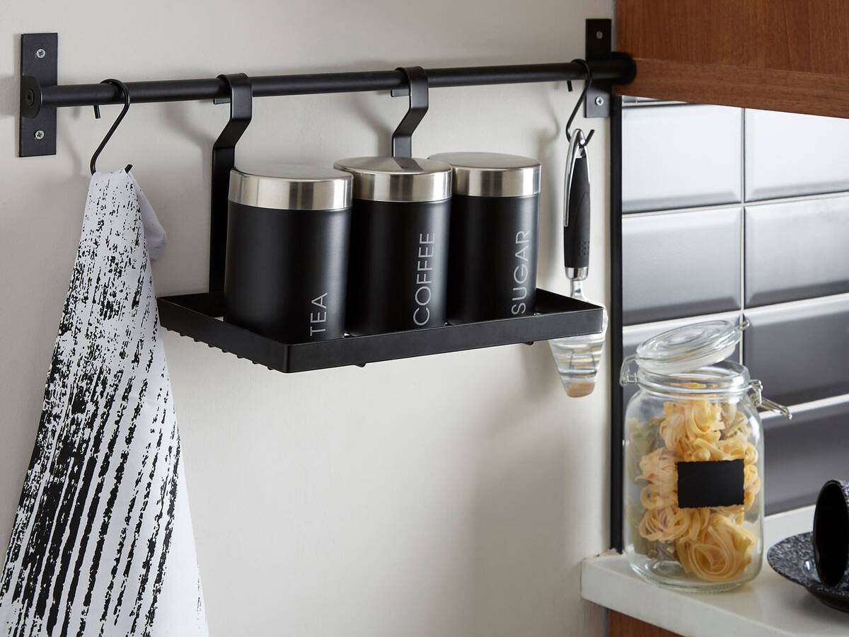 Premier Housewares Sorello Matt Black Single Shelf Storage Rack Shelving System
