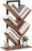 Homcom Freestanding Tree Bookshelf Rustic Brown Book Shelf