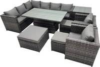 Height adjustable deck Fimous 11-Seater Height Adjustable Rising Table Patio Dining Set