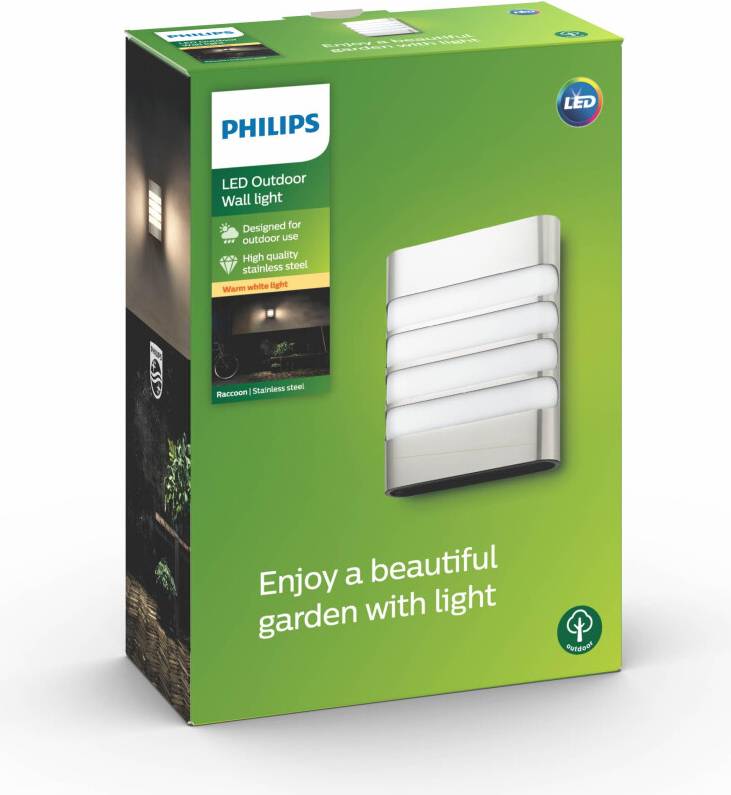 Philips MyGarden Raccoon LED Lantern Inox Wall light