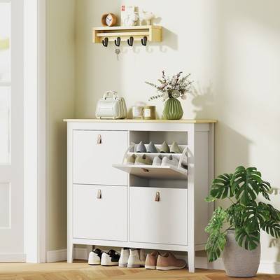 Homcom Modern Four-Drawer White Shoe Rack
