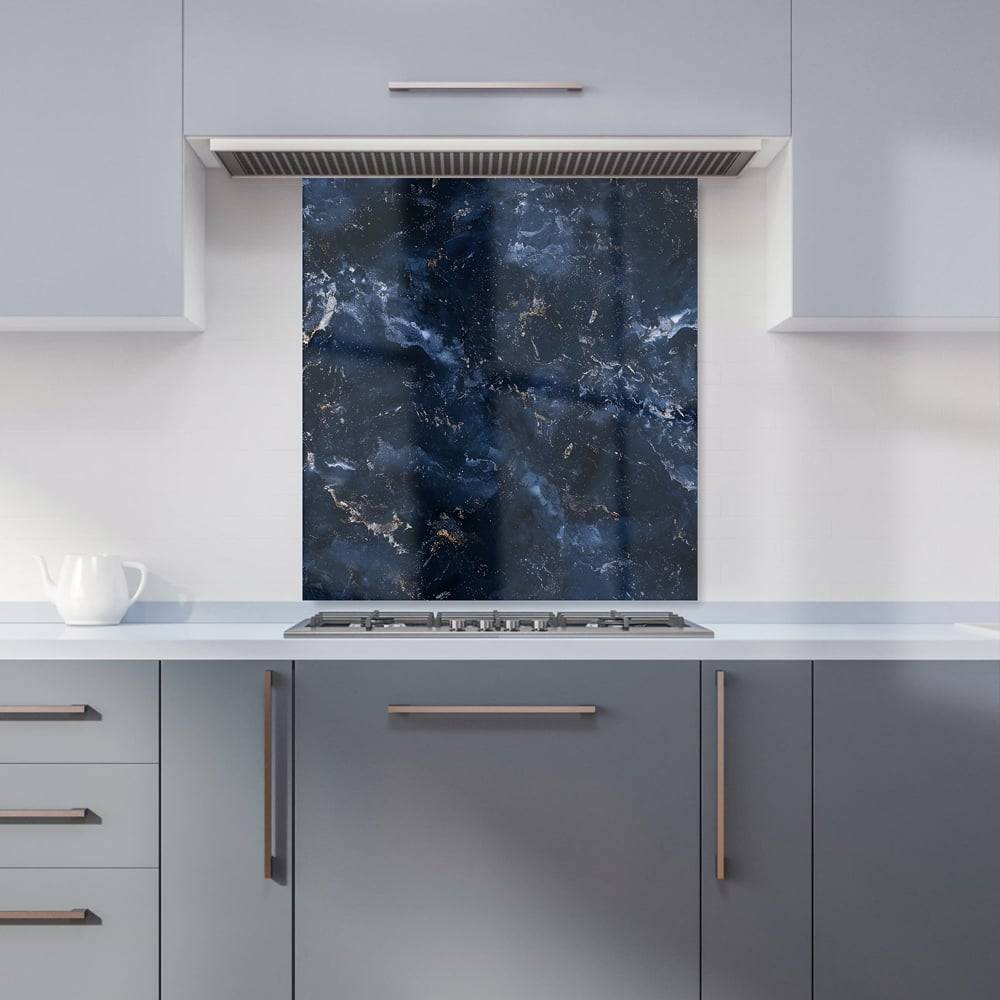 Warren Reed Navy Blue Quartz Effect Glass Kitchen Splashback 65 x 70 cm Splash Guard