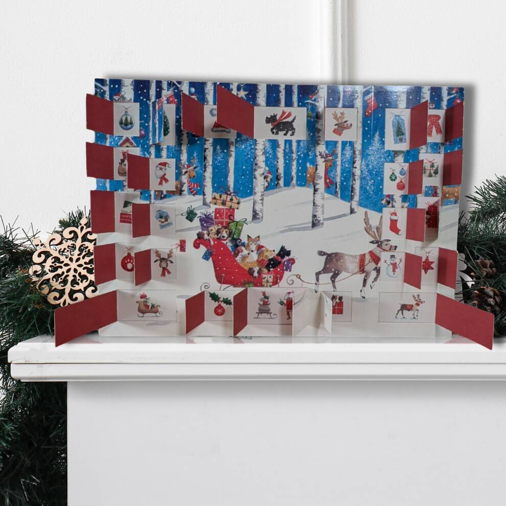 Caltime Traditional Advent Calendar Dogs Sleigh Ride