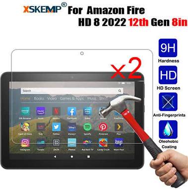 Amazon Fire HD 8 Plus Tempered Glass Screen Protector 2pcs