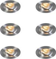 QAZQA Set Med 6 Infällda Spotlights Runda Aluminium Spotlight