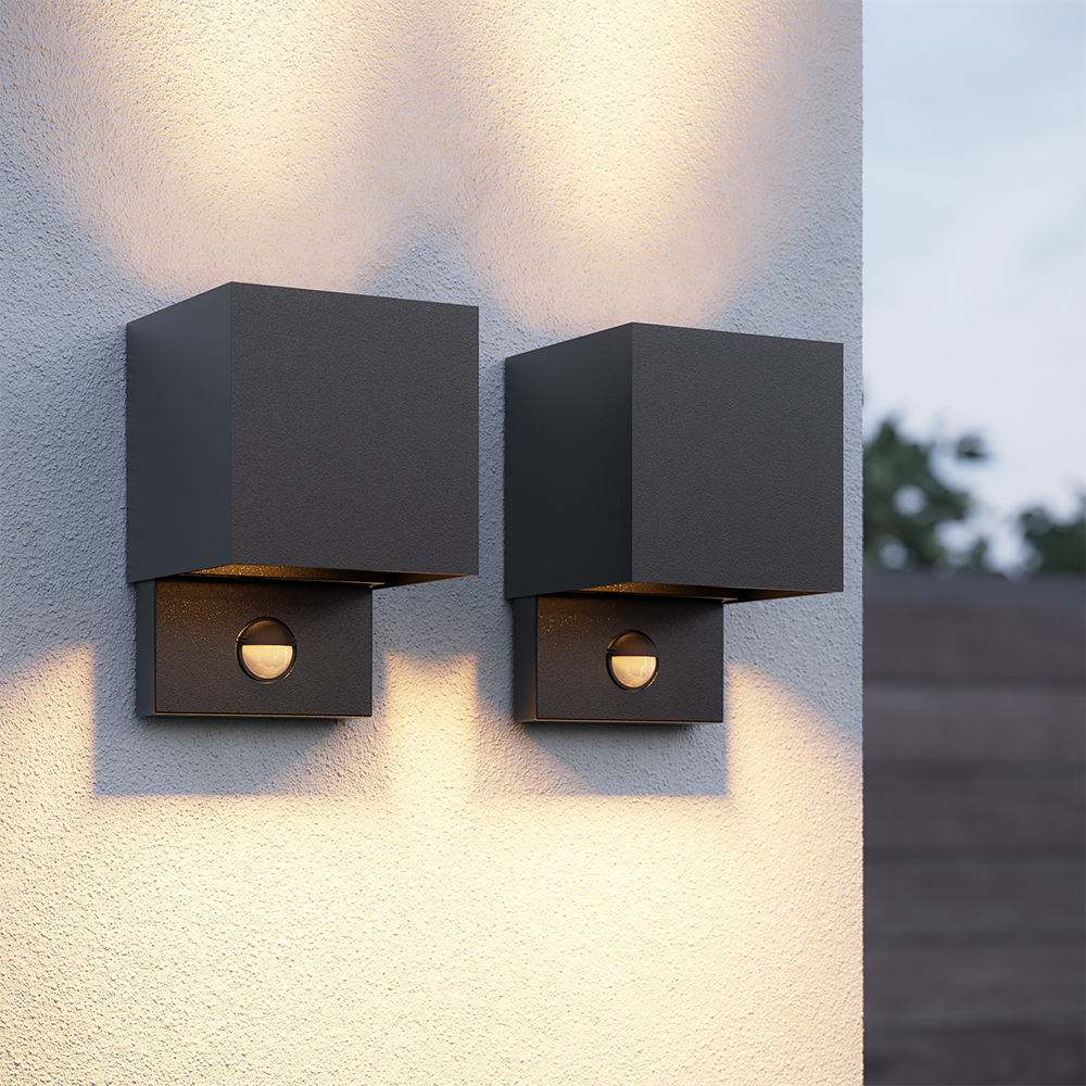 2er Set Kansas LED Wandleuchte PIR Sensor IP65