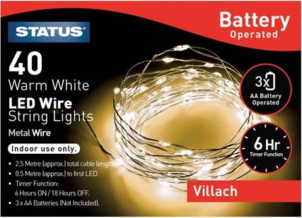 Status Villach 40 Micro Warm White LED String Light