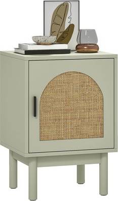 Homcom Boho With Rattan Door Bedside Table