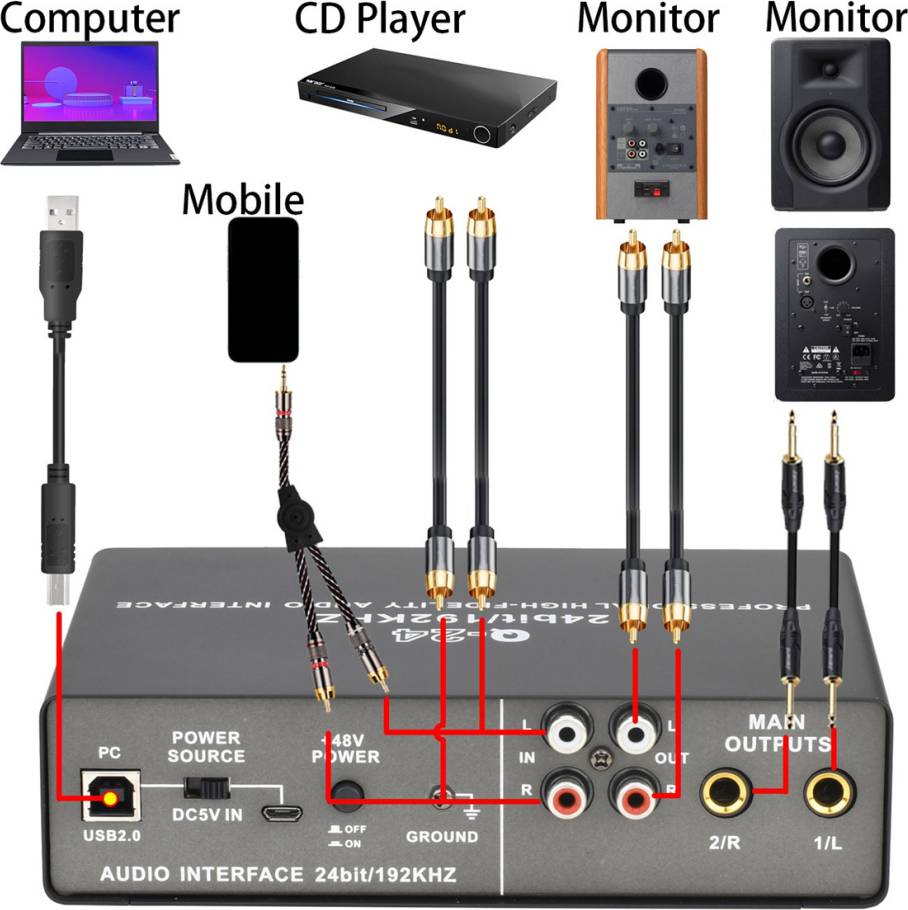 Spactz 24Bit 2 Input Sound Card