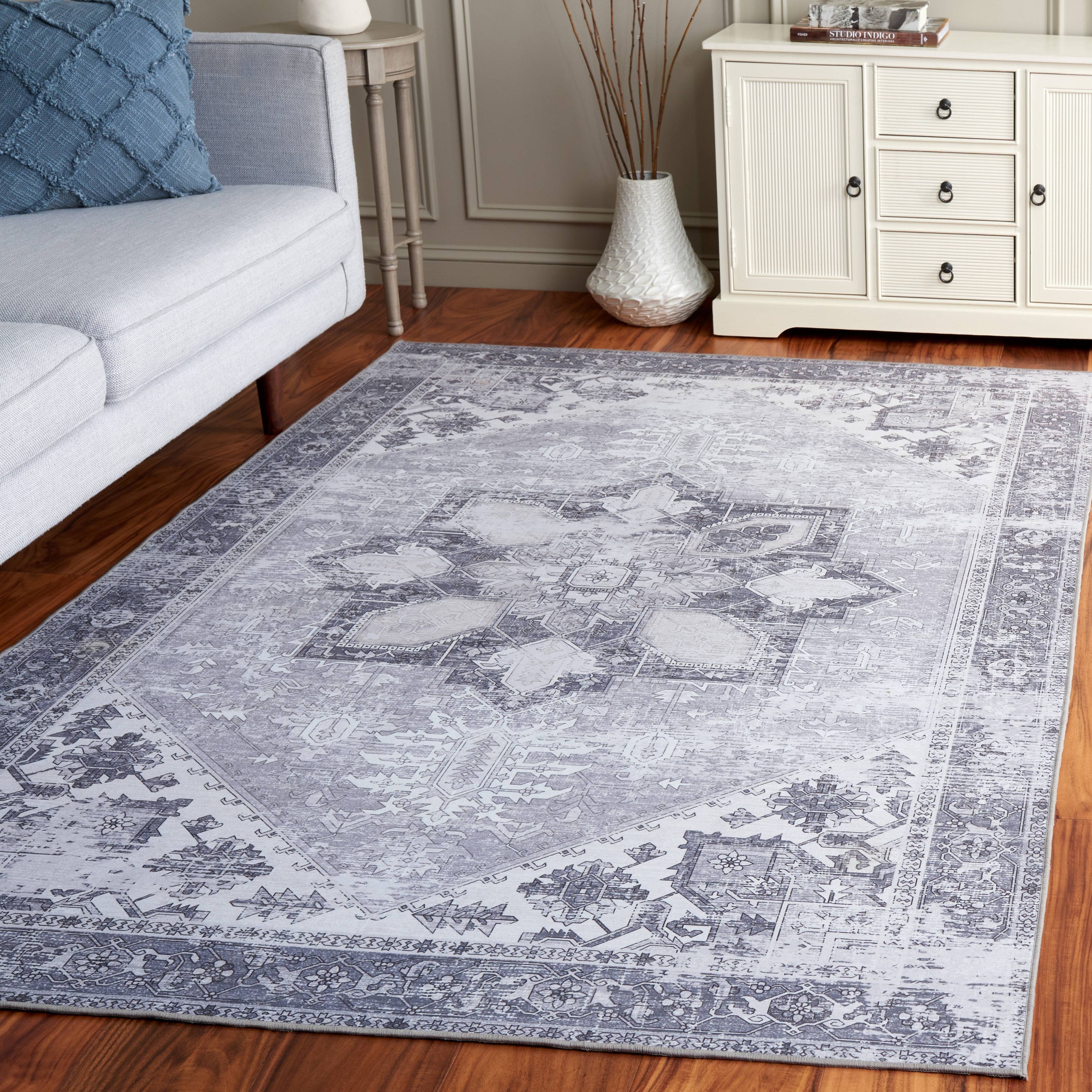 Safavieh Tucson Machine Washable Slip Resistant Rug Gray