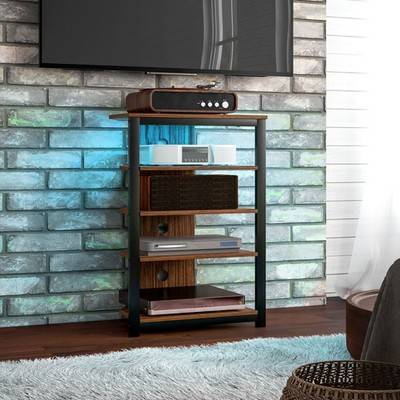 Homcom 4-Tier Corner Stand With Storage LED Lights TV Bench