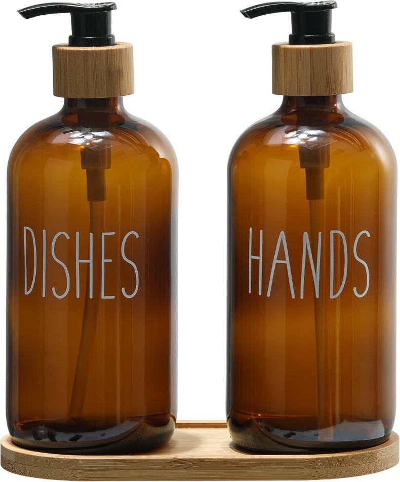 Kitchen soap dispenser set Glass Soap Dispenser Set