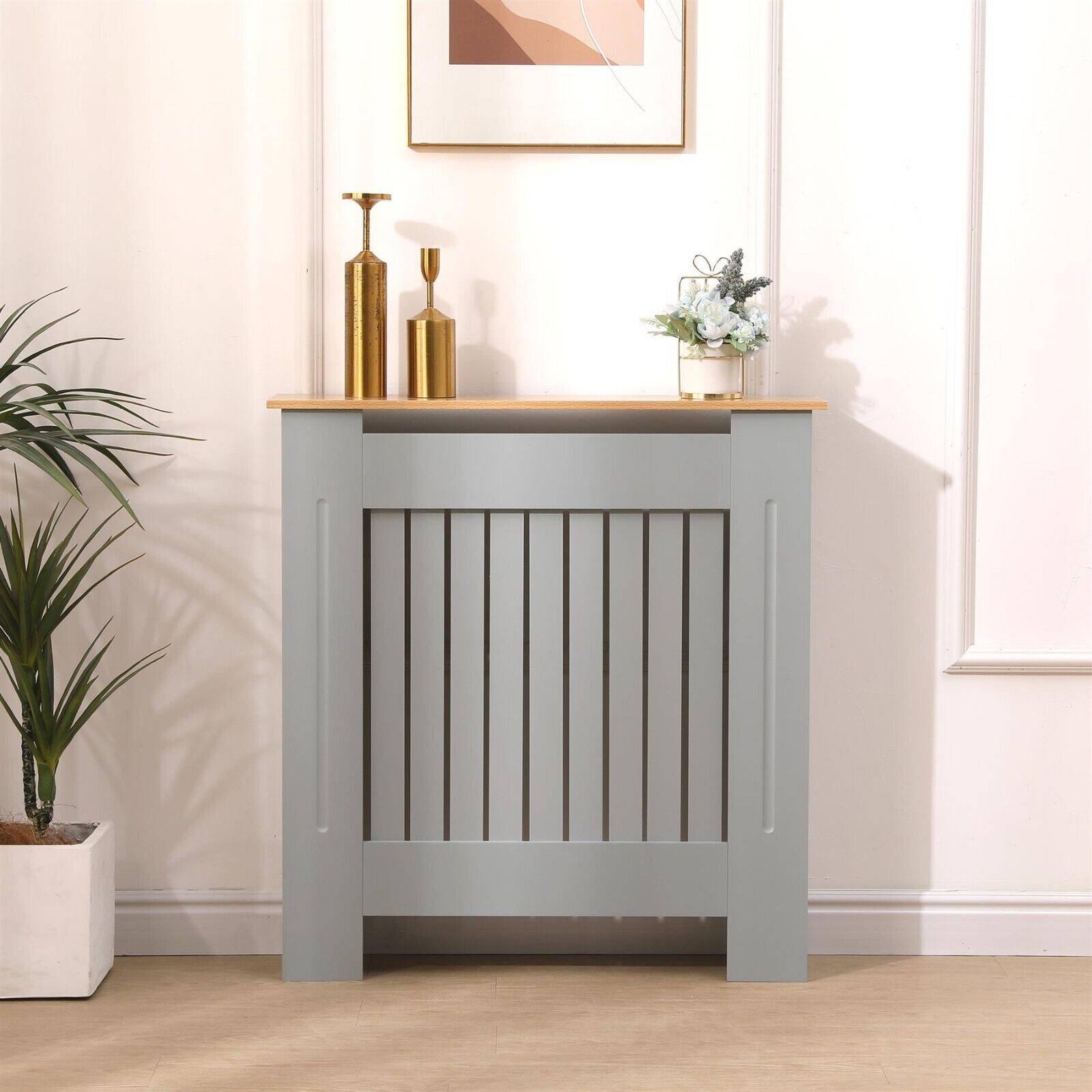 Small Vertical Grey Oak Radiator Cover