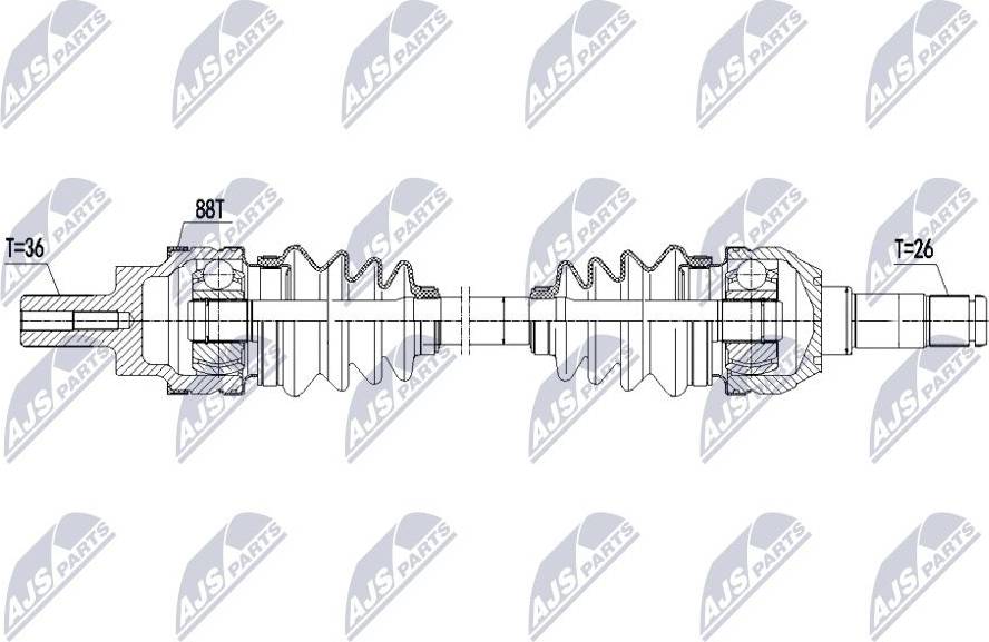 NTY Driveshaft Rear L R For Volvo S40II T5 AWD 04