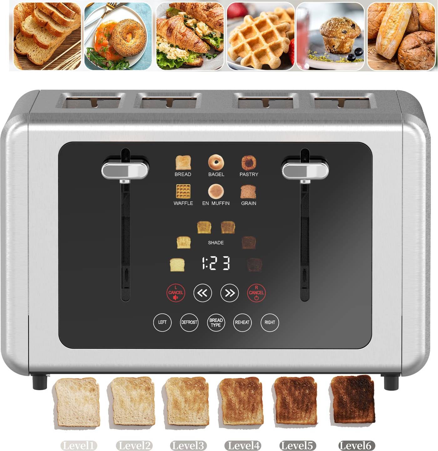 4 Slice Touchscreen Toaster Dual Controls