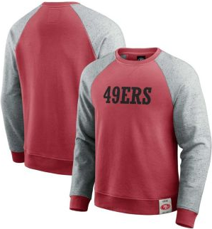 Fanatics Darius Rucker Collection Colorblock Pullover Sweatshirt - Scarlet/Heather Gray