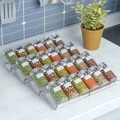 Spice drawer organizer Shein 4pcs Adjustable Acrylic Drawer Step Spice Rack