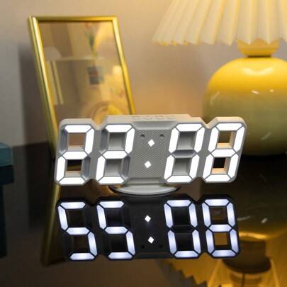 Digital clock Shein LED 3D Digital Clock With Real-Time Temperature Display