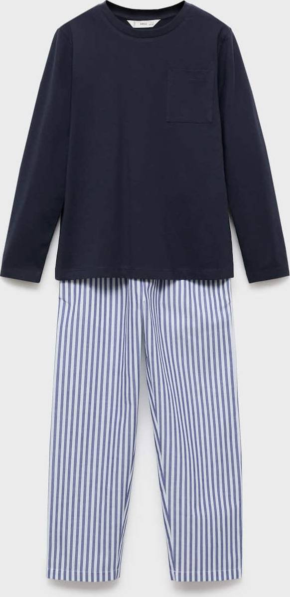Mango Striped Long Pyjamas - Marinblå