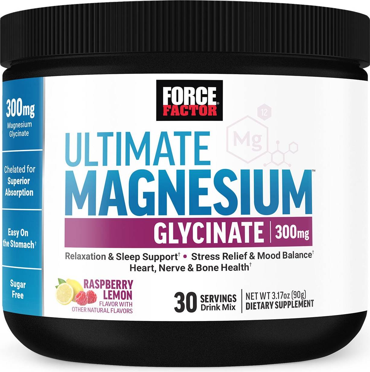 Force Factor Ultimate Magnesium Glycinate Drink Mix Raspberry Lemon
