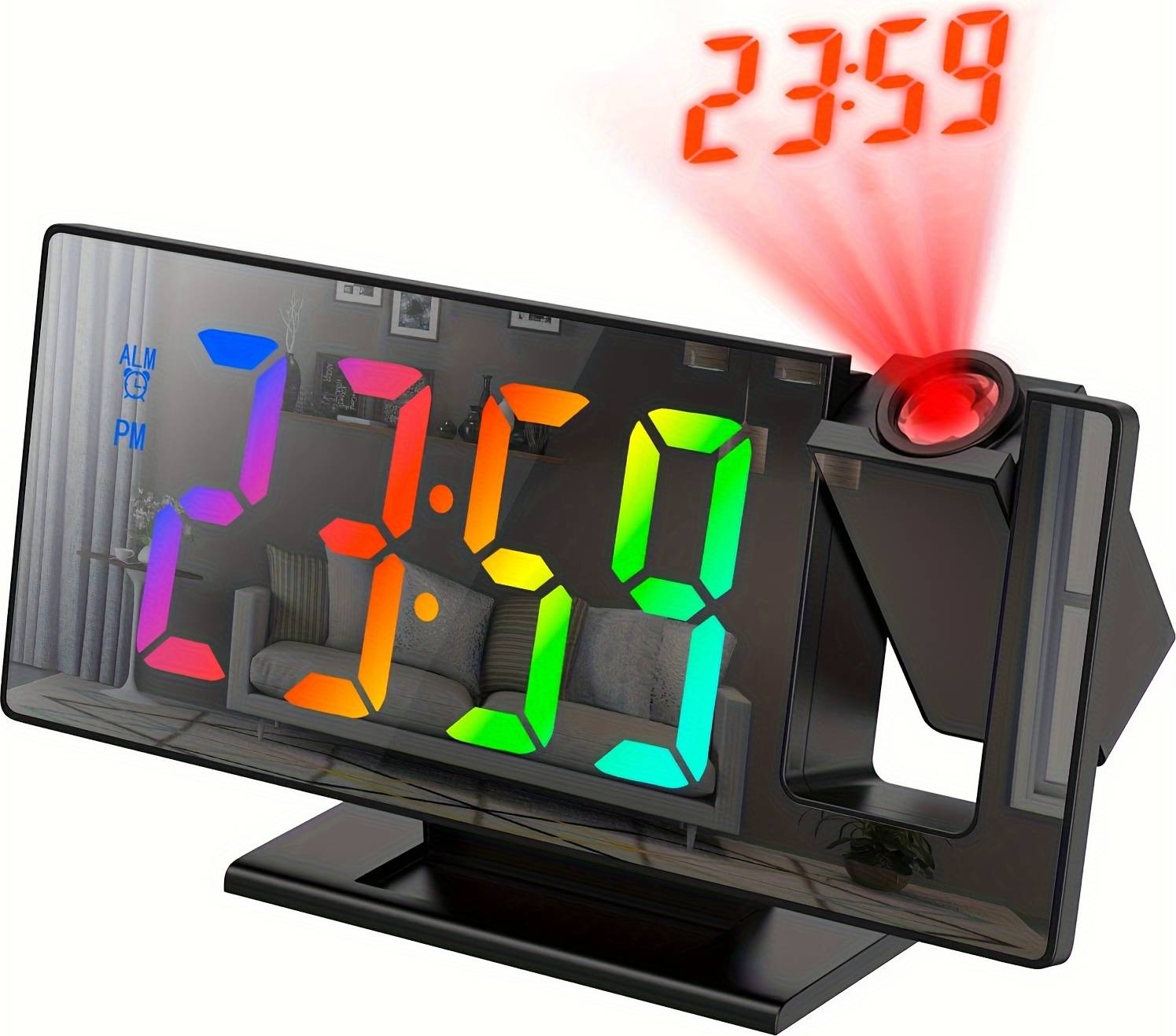 Temu 7.28 Inch Led Projection Alarm Clock
