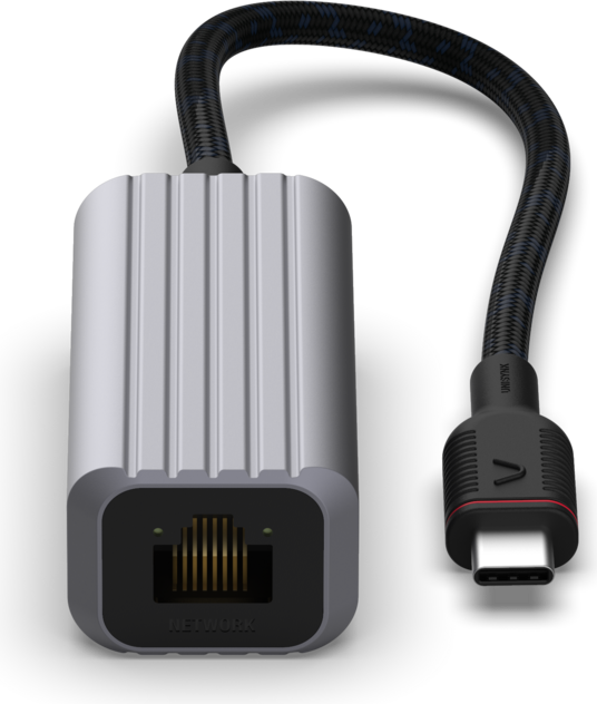 Unisynk USB C - RJ45 Network Adapter M-F Grey