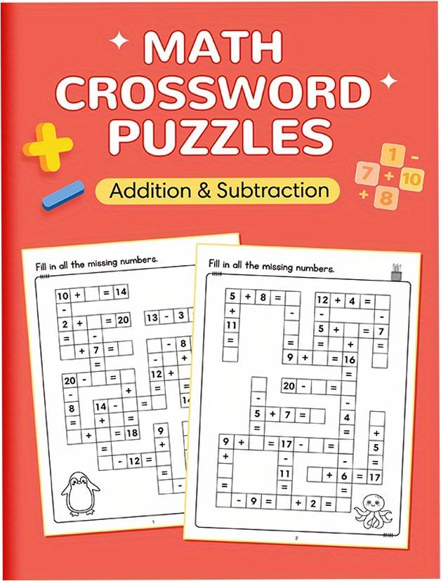 Math Workbook For Kids 4 Puzzles Addition Subtraction