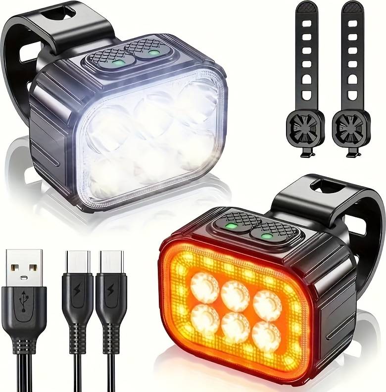 Temu Rechargeable Night Riding Bike Lights Set
