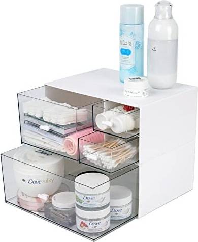 Desktop 4 Drawers Stackable Plastic Storage Box