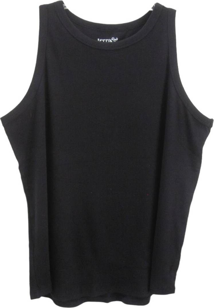 Soot High Neck Ribbed Tank Top Plus Size - Black