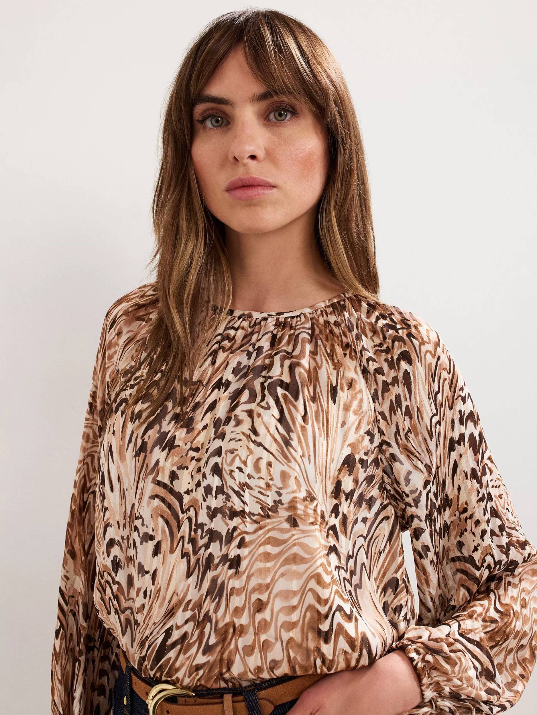Phase Eight Rafaella Abstract Print Blouse - Neutral