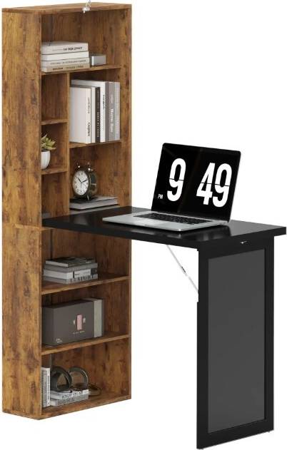 Homcom Convertible With Blackboard Rustic Brown Writing Desk