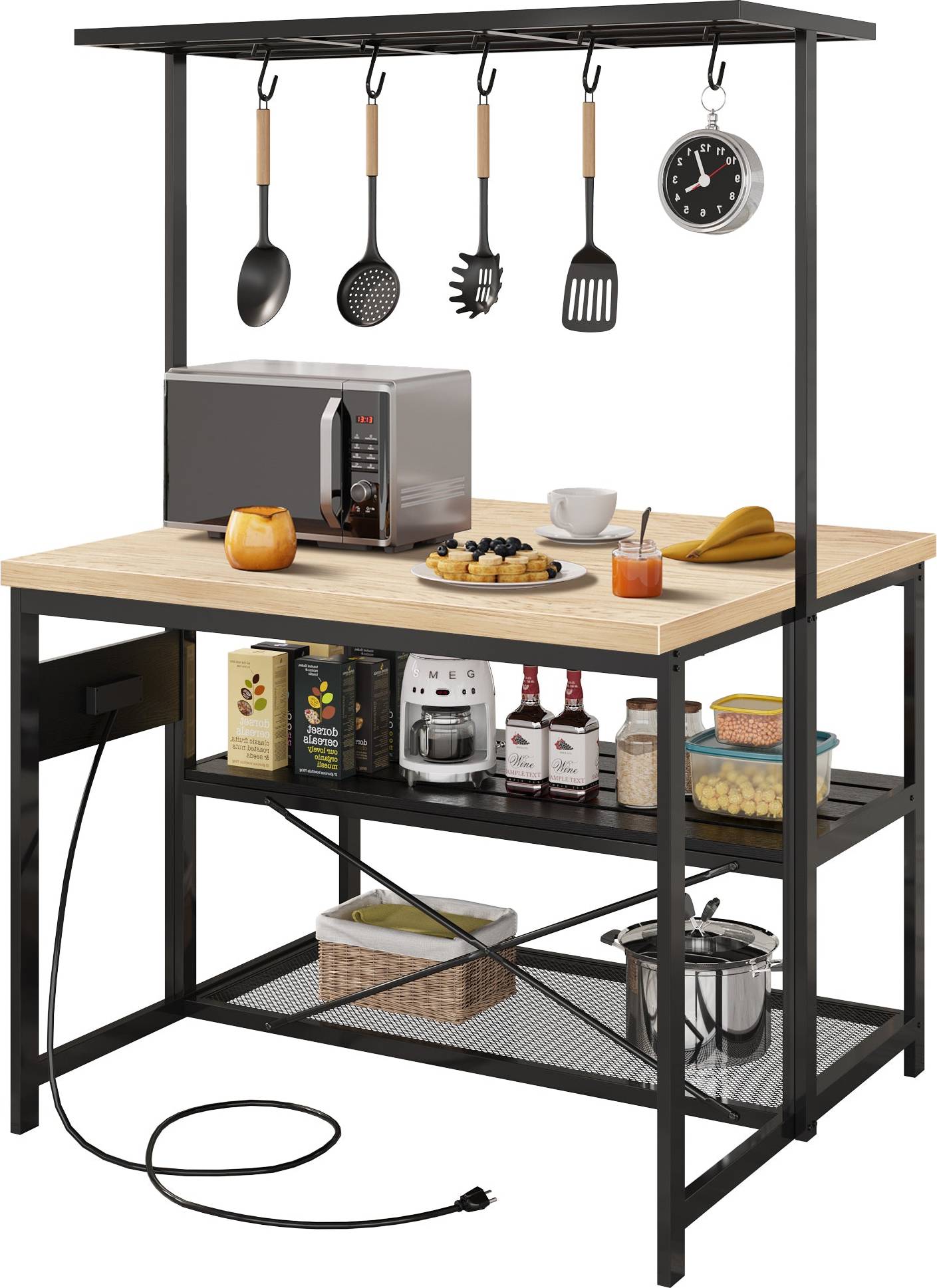 Kitchen island with storage Garvee Kitchen Island With Storage Bakers Rack