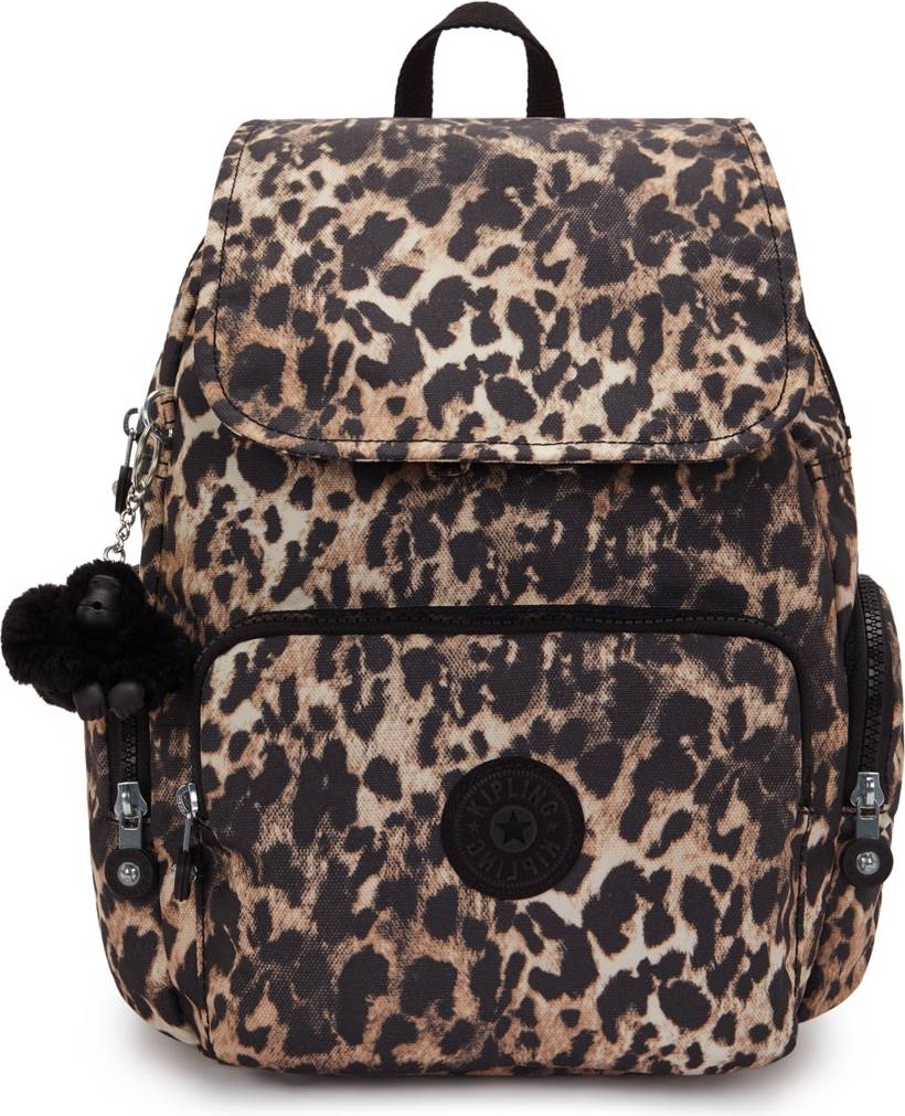 Kipling Small Backpack Adjustable Straps Wild Leopard Polyester