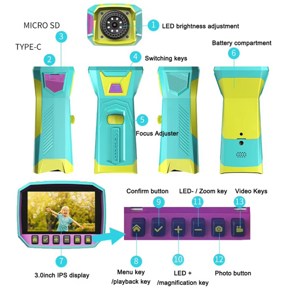 Digital microscope Jojomino 3.0 Inch IPS Digital Microscope Camera