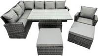Height adjustable deck Fimous Poly Rattan Patio Height Adjustable Sofa