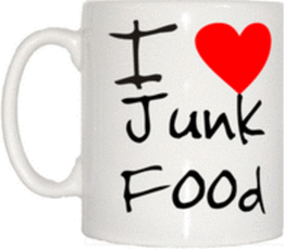 TeeTreeDesigns I Love Heart Junk Food Cup & Mug