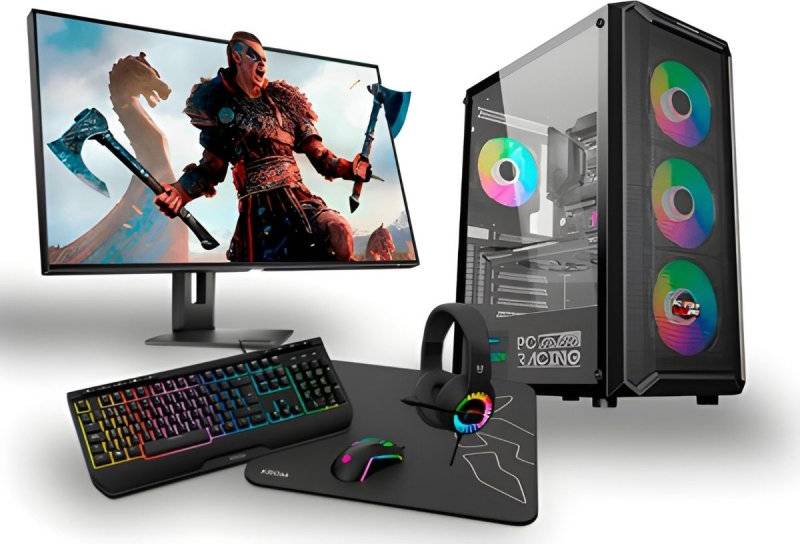 Amd radeon rx 7600 xt PC Racing Intel Core i7 12700F Top with Monitor 27 FullHD Combo