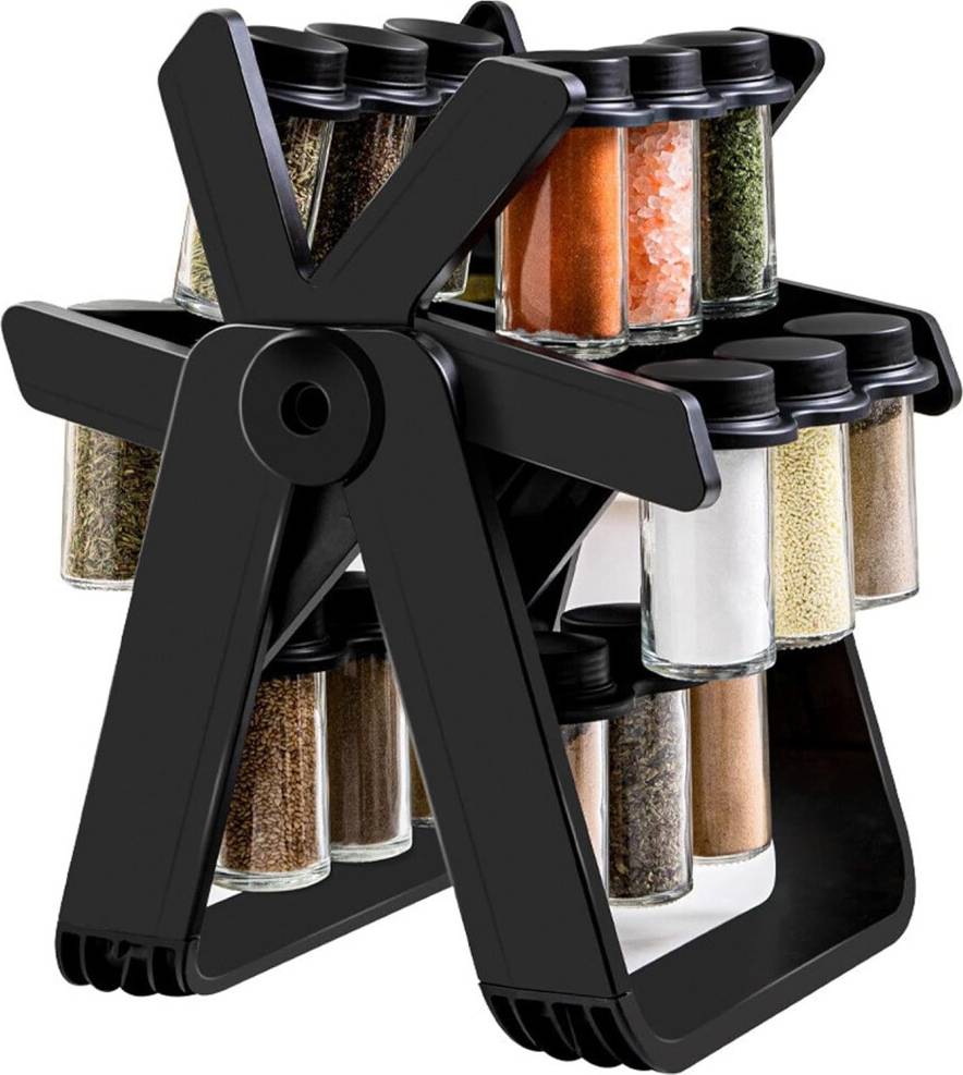 Belfry Kitchen Rotating Spice Rack Organizer 18 Glass Spice Jars
