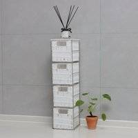 Home Source Metal Frame White Rattan Drawers Storage Cabinet