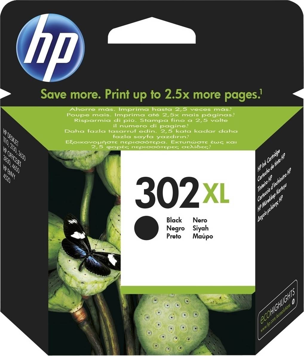 Hp blækpatroner 302 HP Ink F6U68AE 302XL Sort