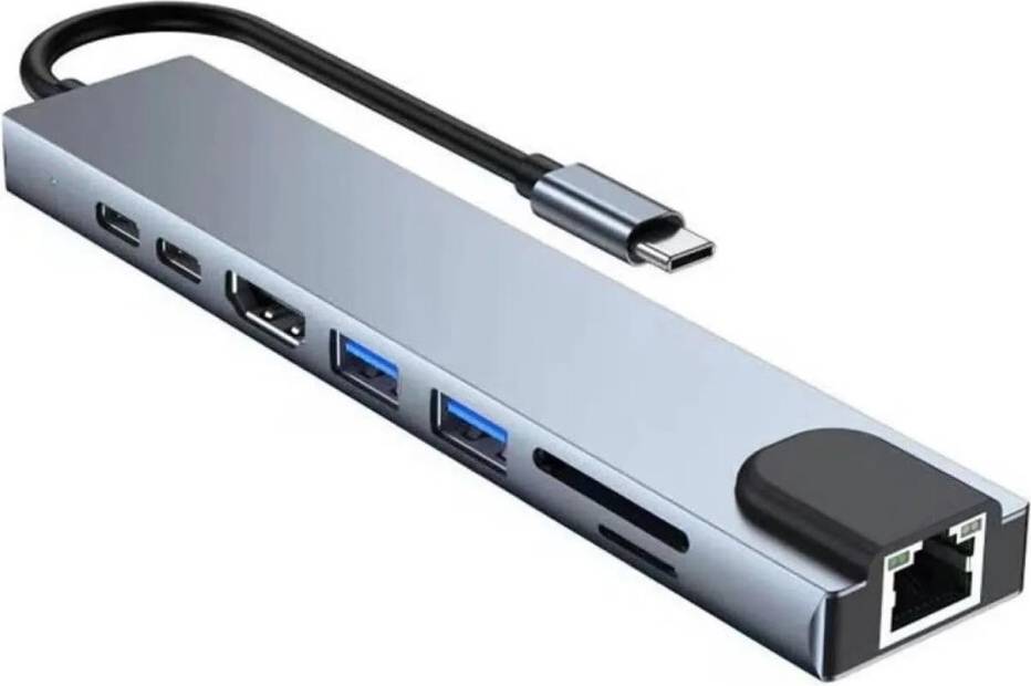 Chronus 8in1 RJ45 USB C Hub Adapter