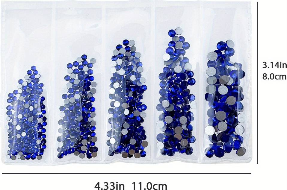 Flat Back Rhinestone Round Crystal Nail Stones - 5 Sizes