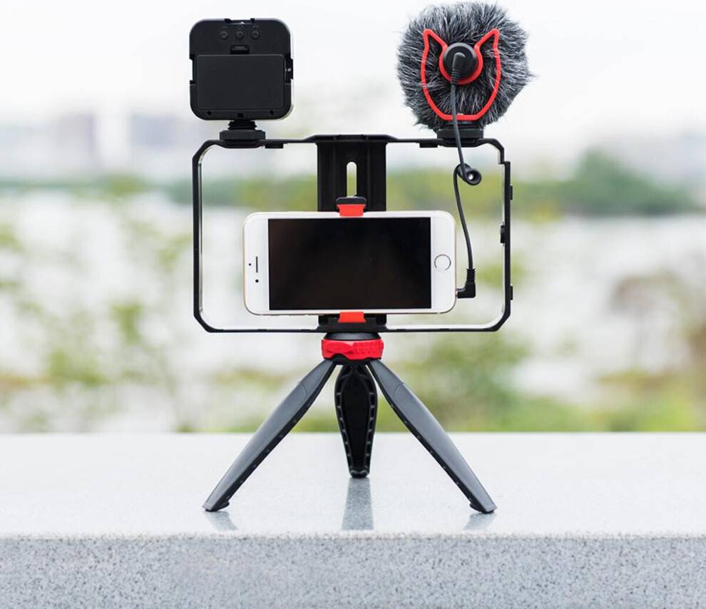 PC203 PC204 Dual Handheld Video Cage Rig Stabilizer Kit