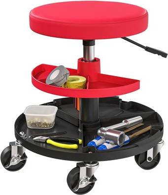 Homcom Werkstatthocker Mit Rollen Tabletts Rot Sitzhocker