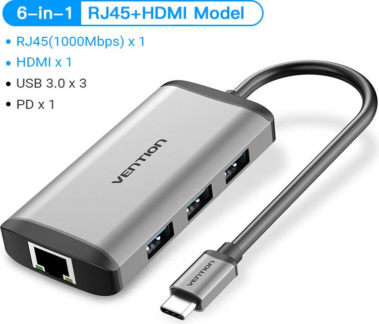 Sd card reader Vention Type C Adapter Splitter SD Card Reader